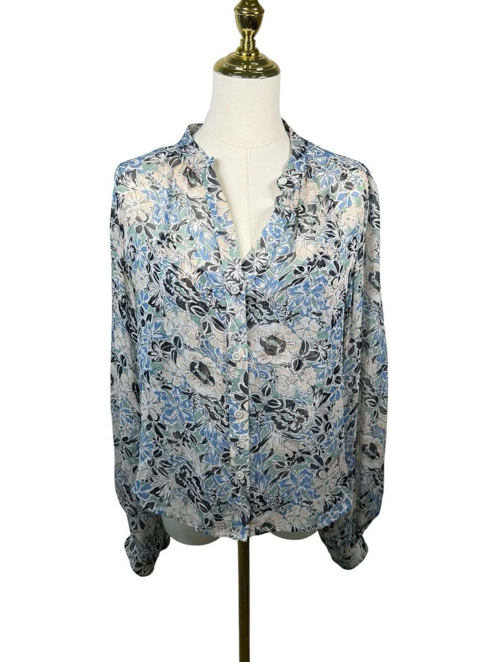 Veronica Beard Floral Silk Button Down Blouse Size 0